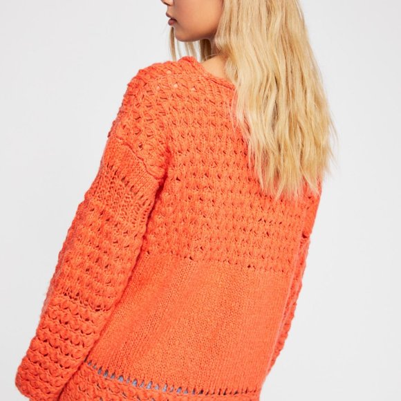 Free People Crashing Waves Orange Pullover XS - Picture 2 of 9